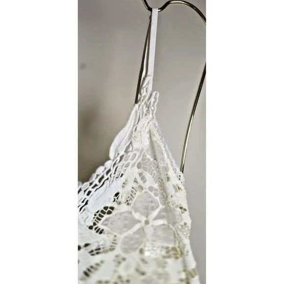 In Bloom By Jonquil Women's M Ivory Lace Sheer Chemise Criss Cross Back Bridal - Picture 6 of 15